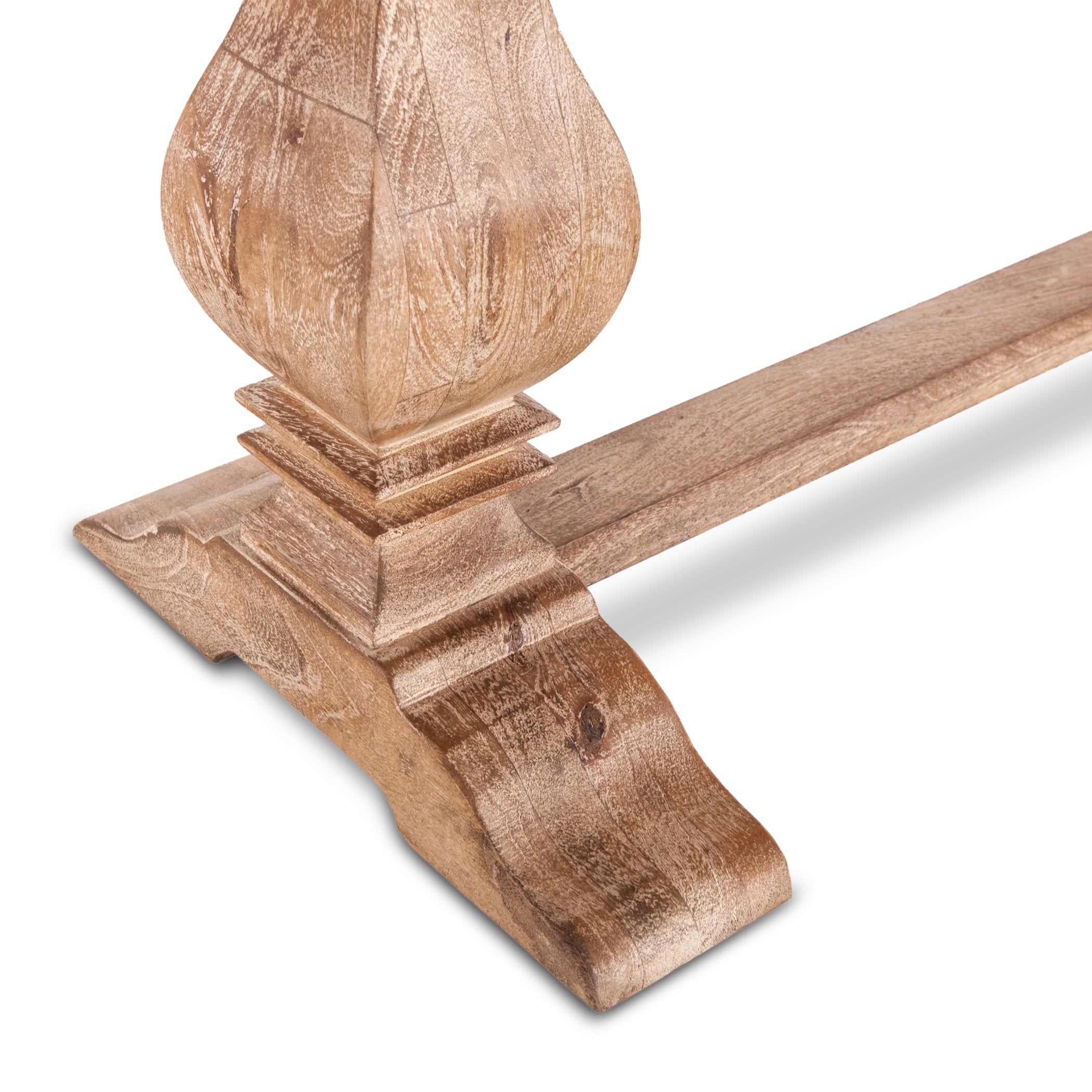 The Pengrove collection 72" dining bench in antique oak, crafted from eco-friendly mango wood, featuring unique natural knots.