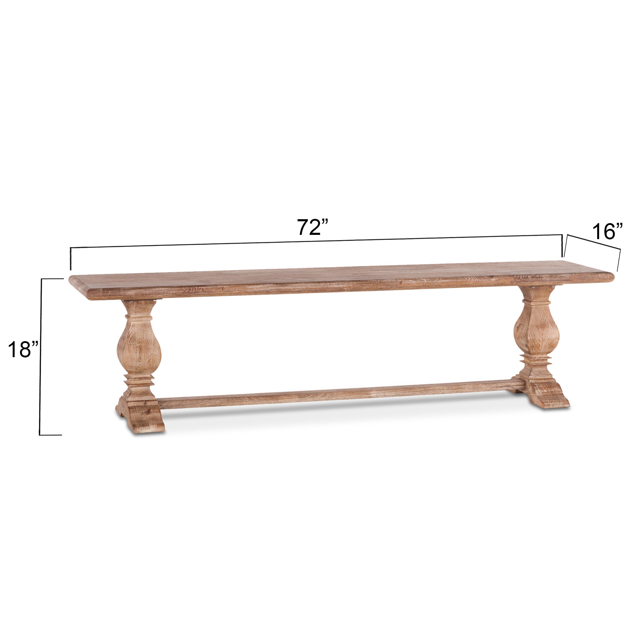 Durable and stylish Pengrove 72" bench in antique oak finish, crafted from reclaimed mango wood with natural imperfections.
