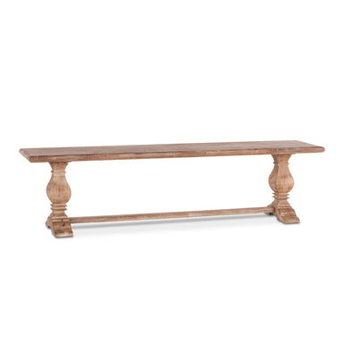 Pengrove 72" farmhouse dining bench made from solid mango wood with antique oak finish, perfect for casual or formal dining.