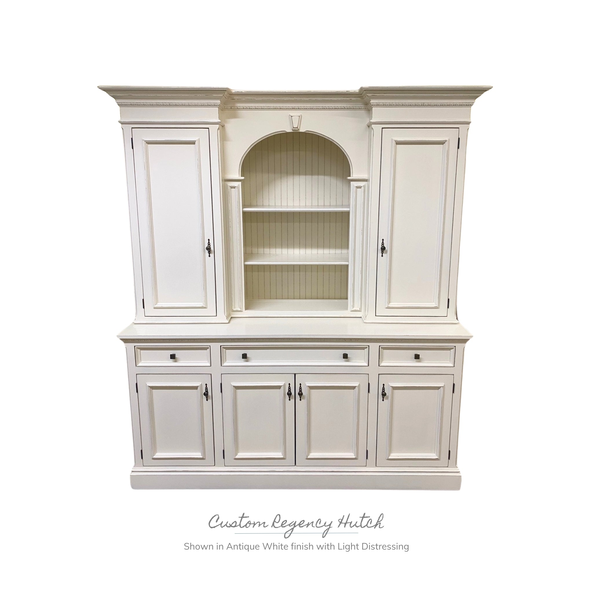 Regency Hutch: Open Center Display with Adjustable Shelves