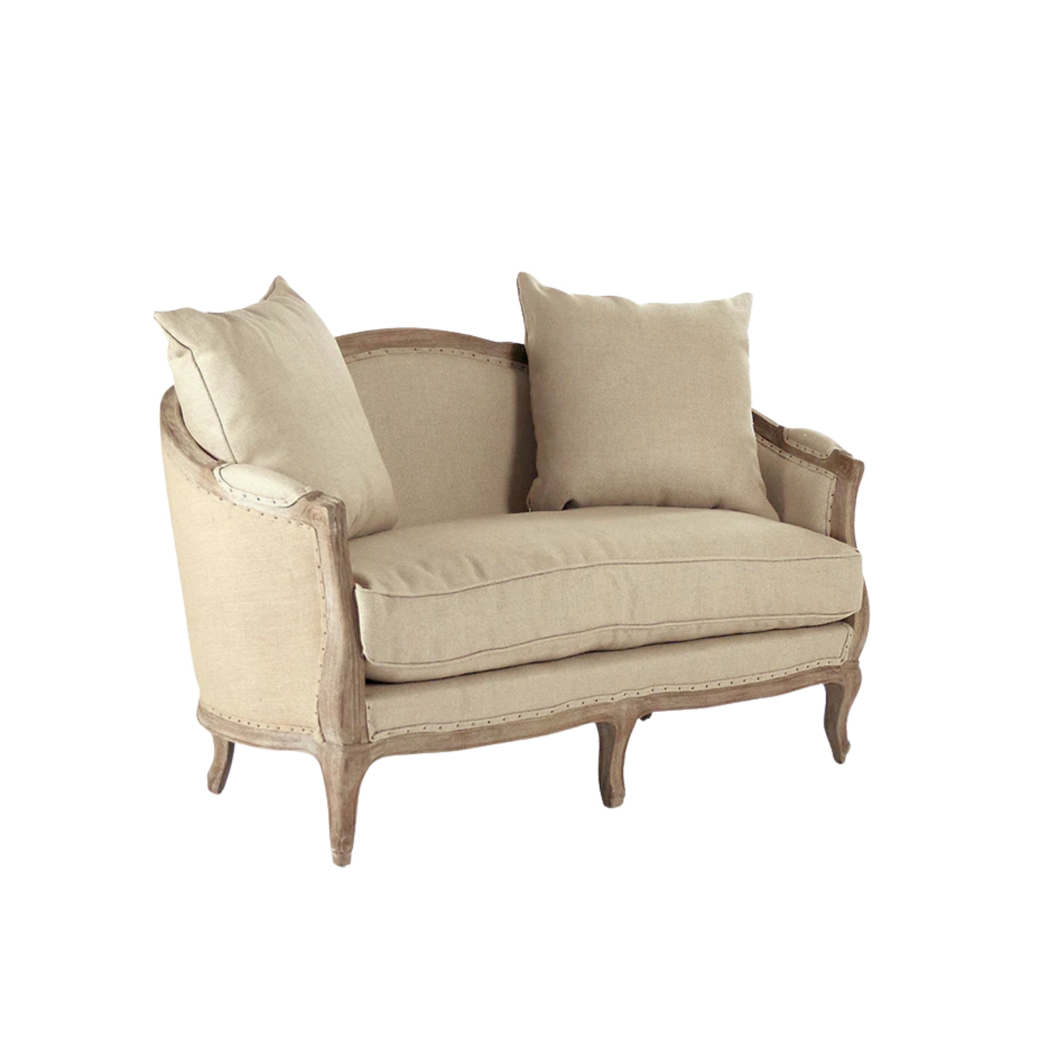 Maison Settee, Linen & Limed Oak