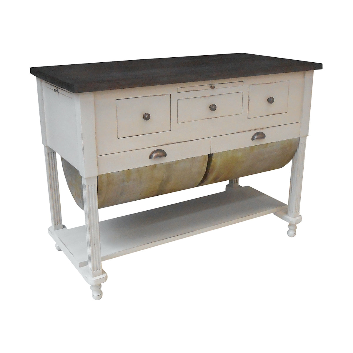 Possum Belly Kitchen Island, Manor White