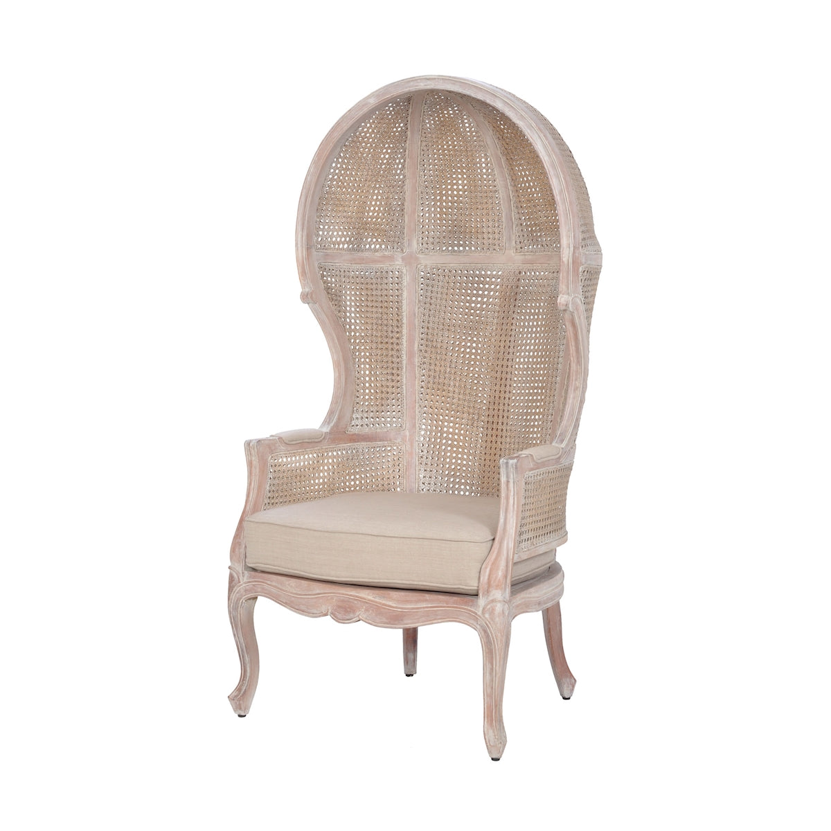 King Rattan Balloon Chair, Whitewash