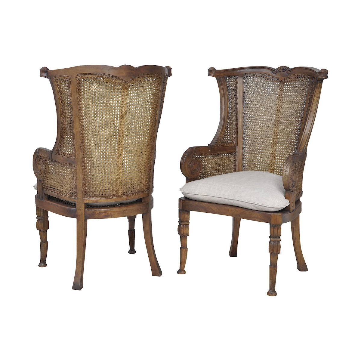 Caned Wing Back Chair
