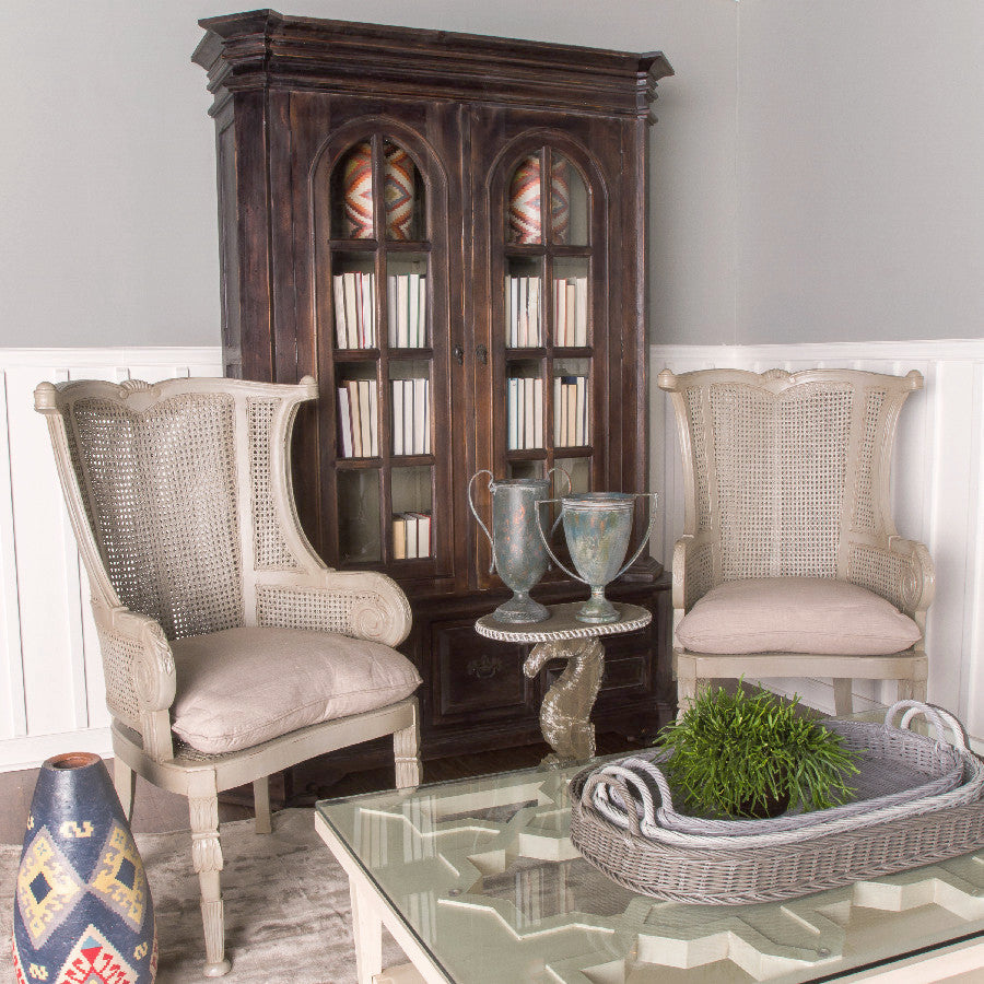 Caned Wing Back Chair