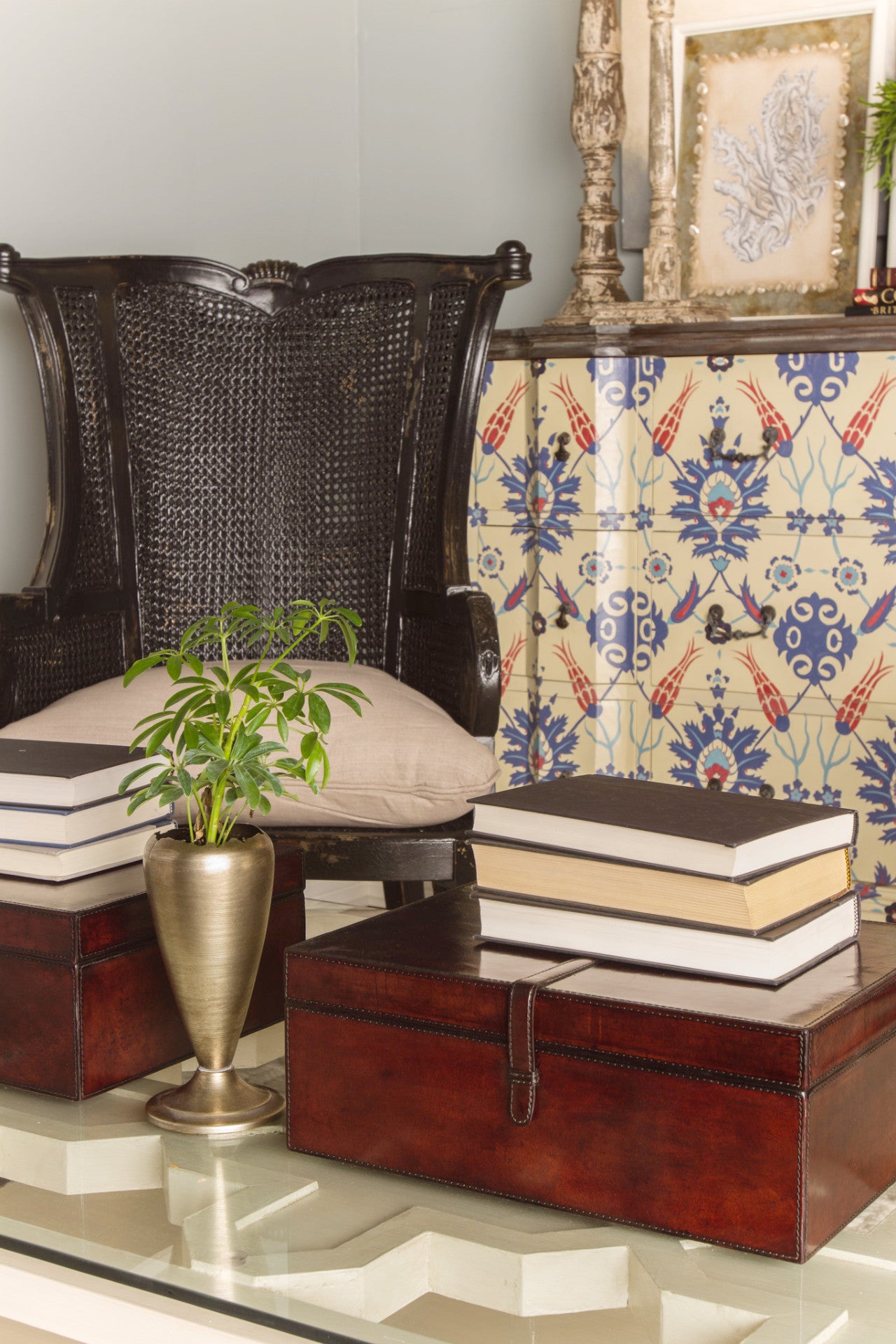 Caned Wing Back Chair