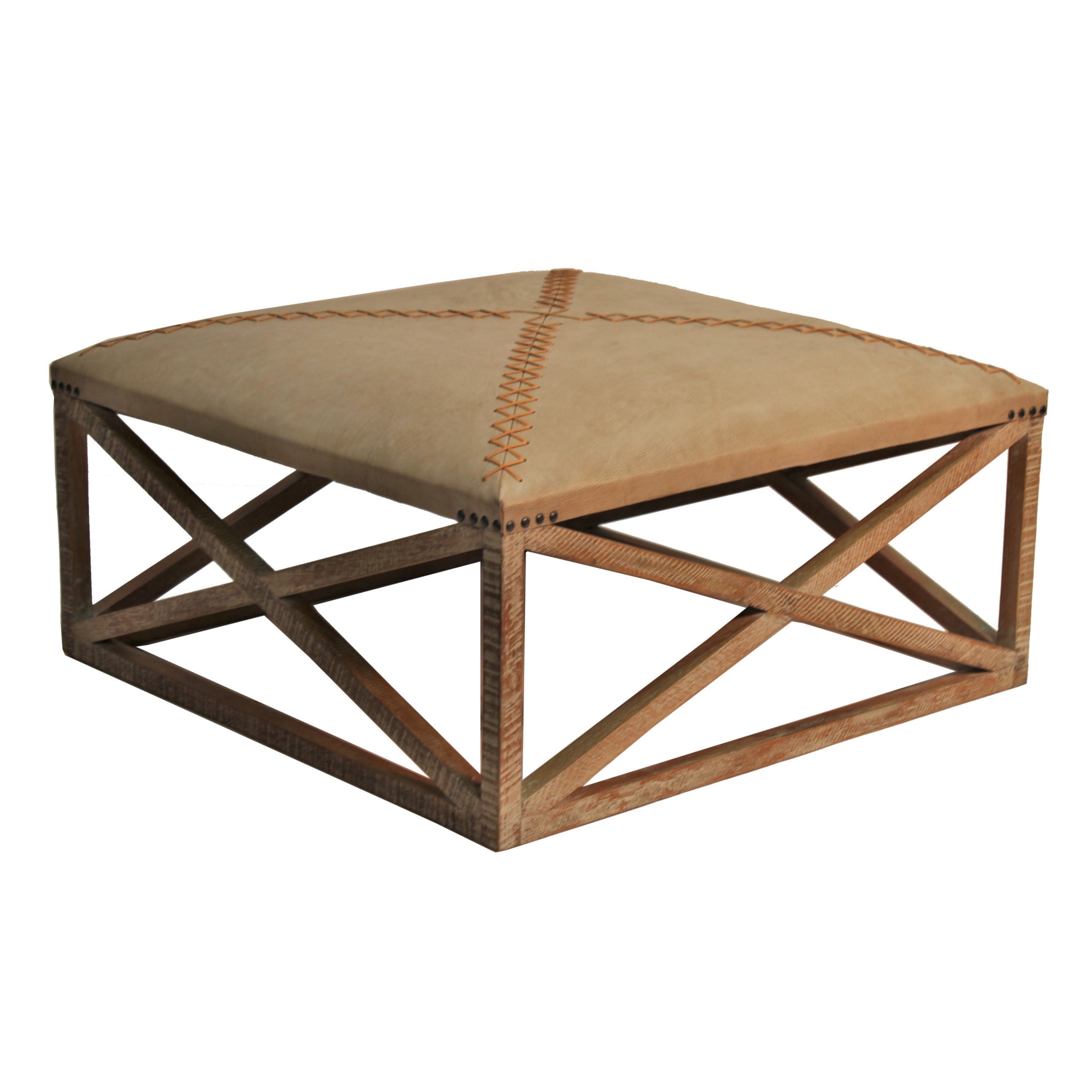 Baxter Woven Leather Ottoman