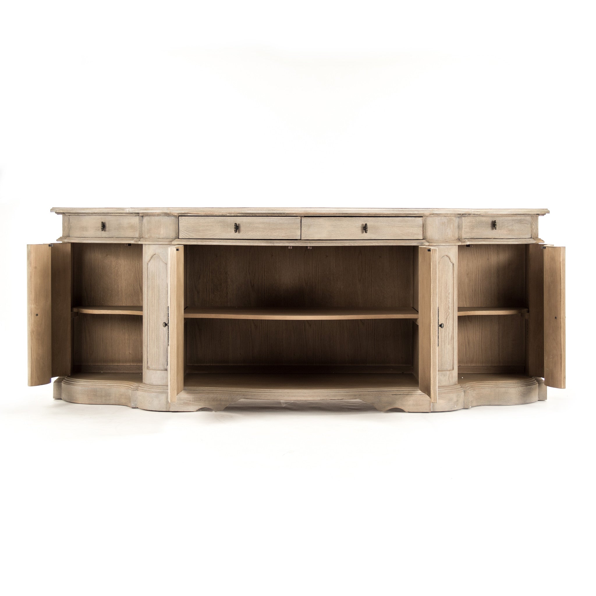 Sophisticated Courbet Buffet featuring a curved frame and antique-style hardware