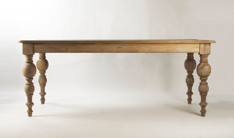 Classic Felicia Dining Table featuring a rectangular design and wooden baluster legs.