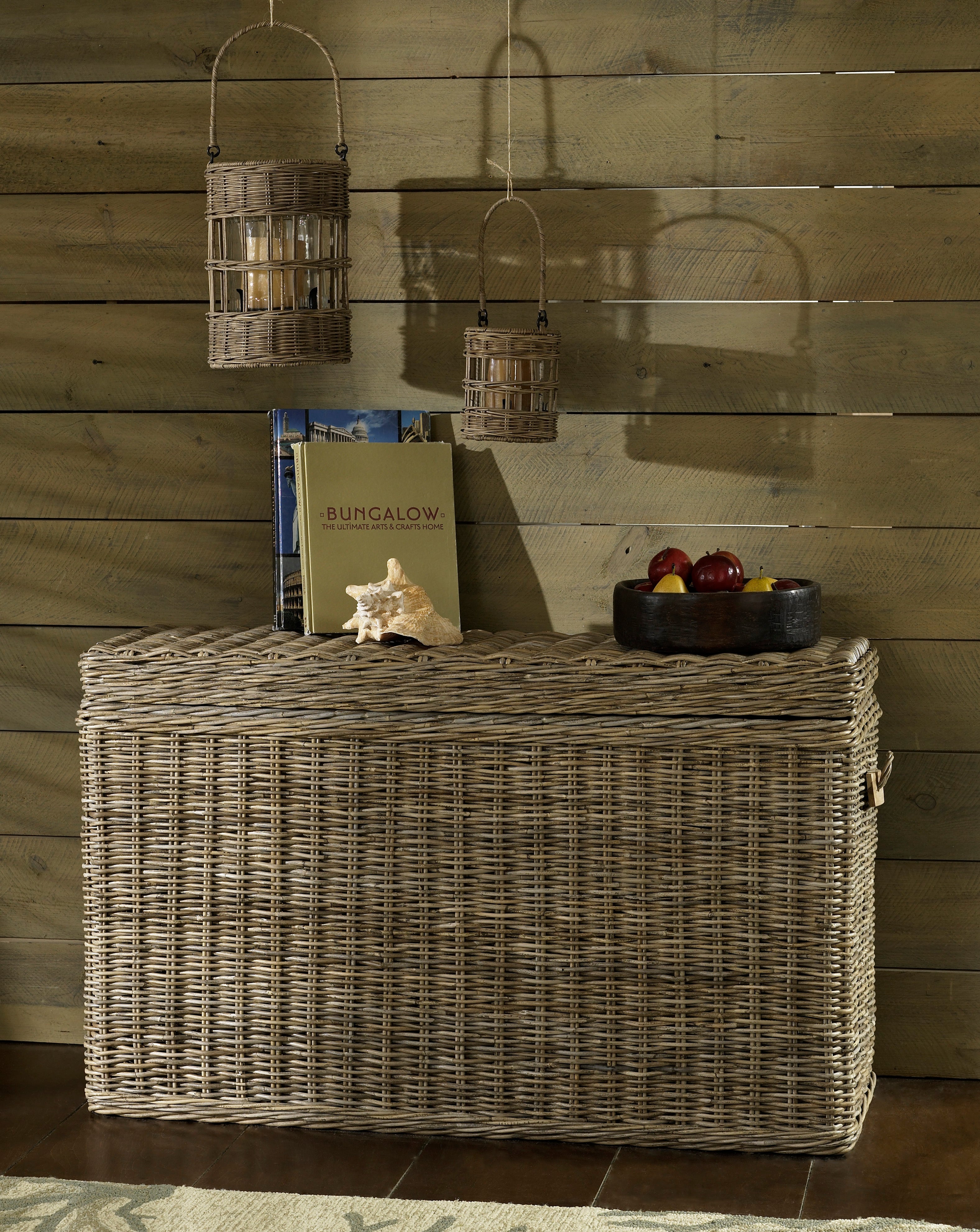 Kubu Console Table Trunk: Handwoven Rattan Frame
