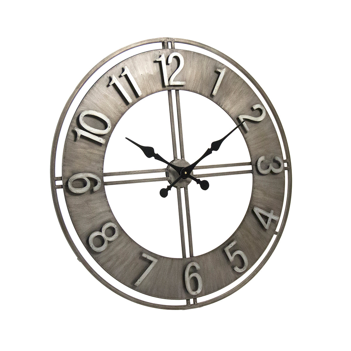 Adorlee wall clock – 30-inch metallic wall clock with rustic distressed finish