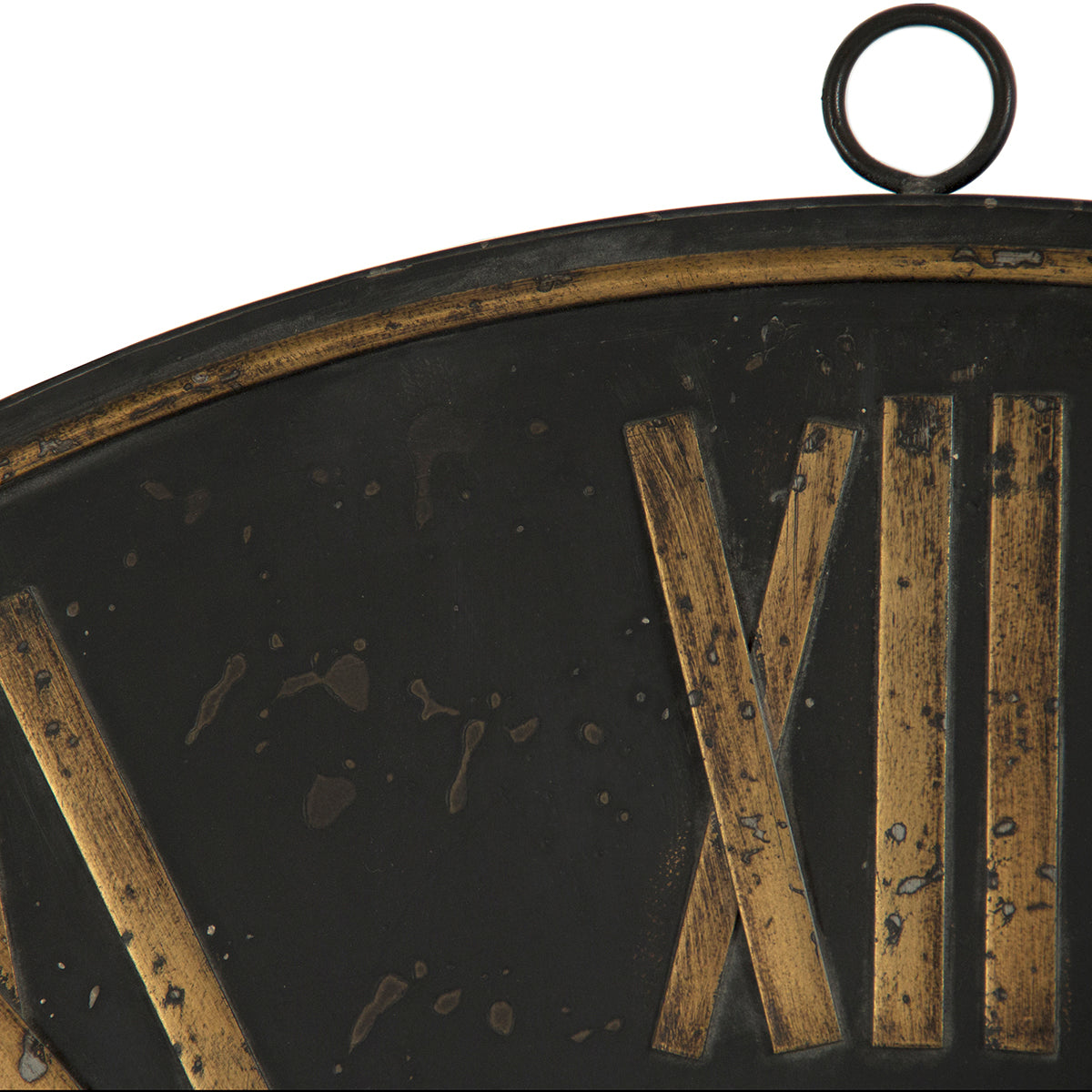 Stately black and gold Apsley House wall clock with a substantial iron frame, combining antique style with modern function.