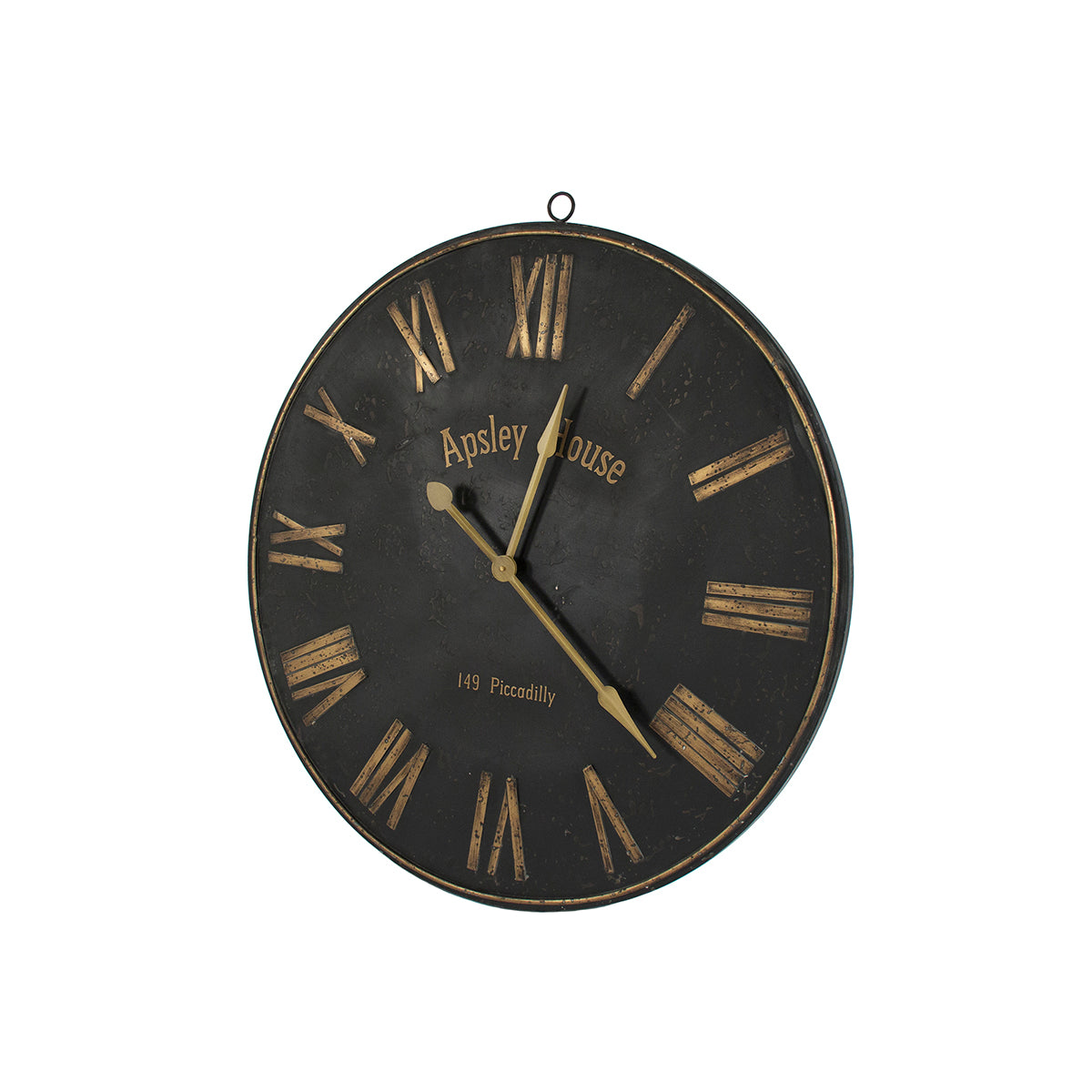 Grand 36-inch black and gold wall clock with an iron frame and vintage-style design, inspired by Apsley House’s historical elegance.