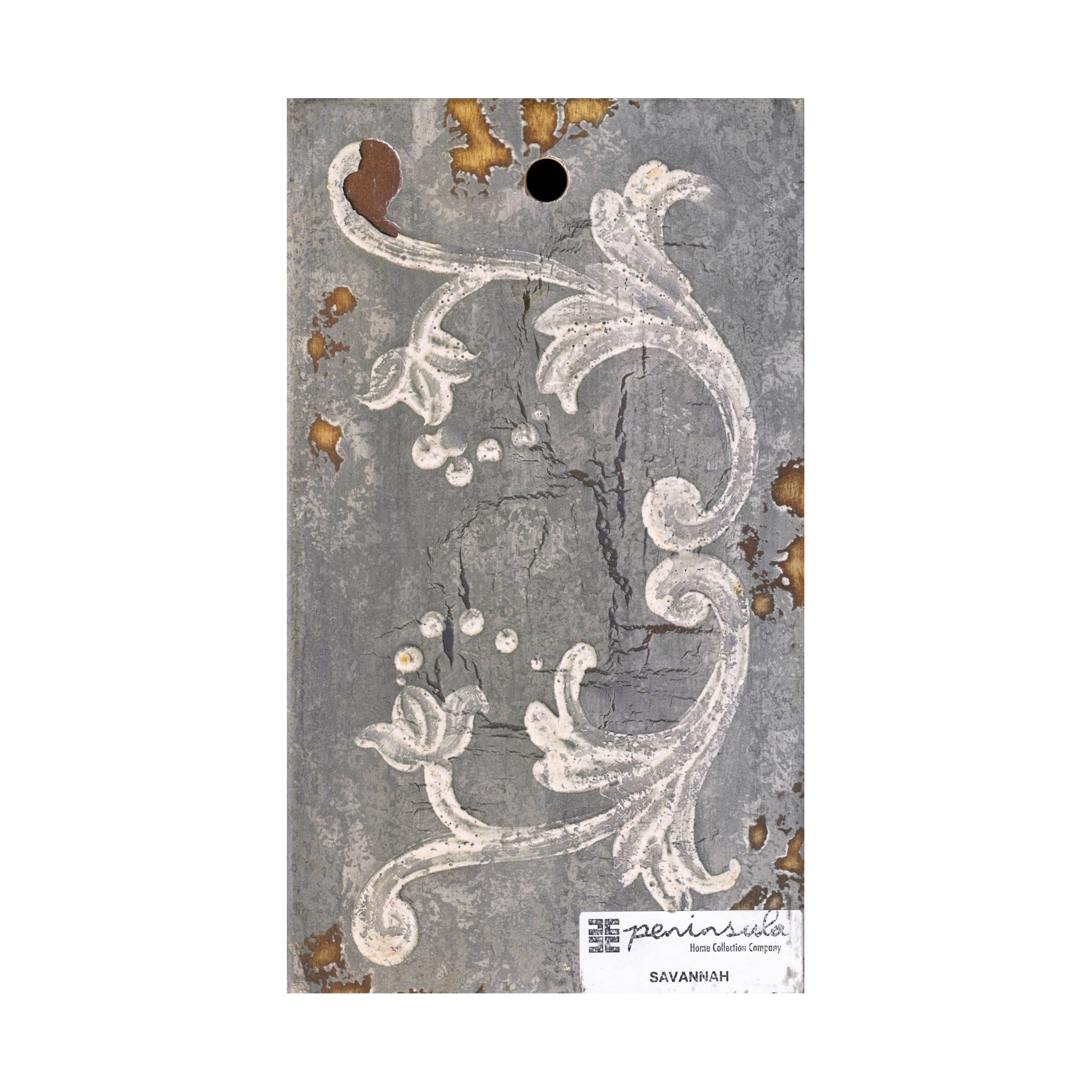 Barrocan Console Table in Savannah Grey with hand-painted floral motifs and antique French country design