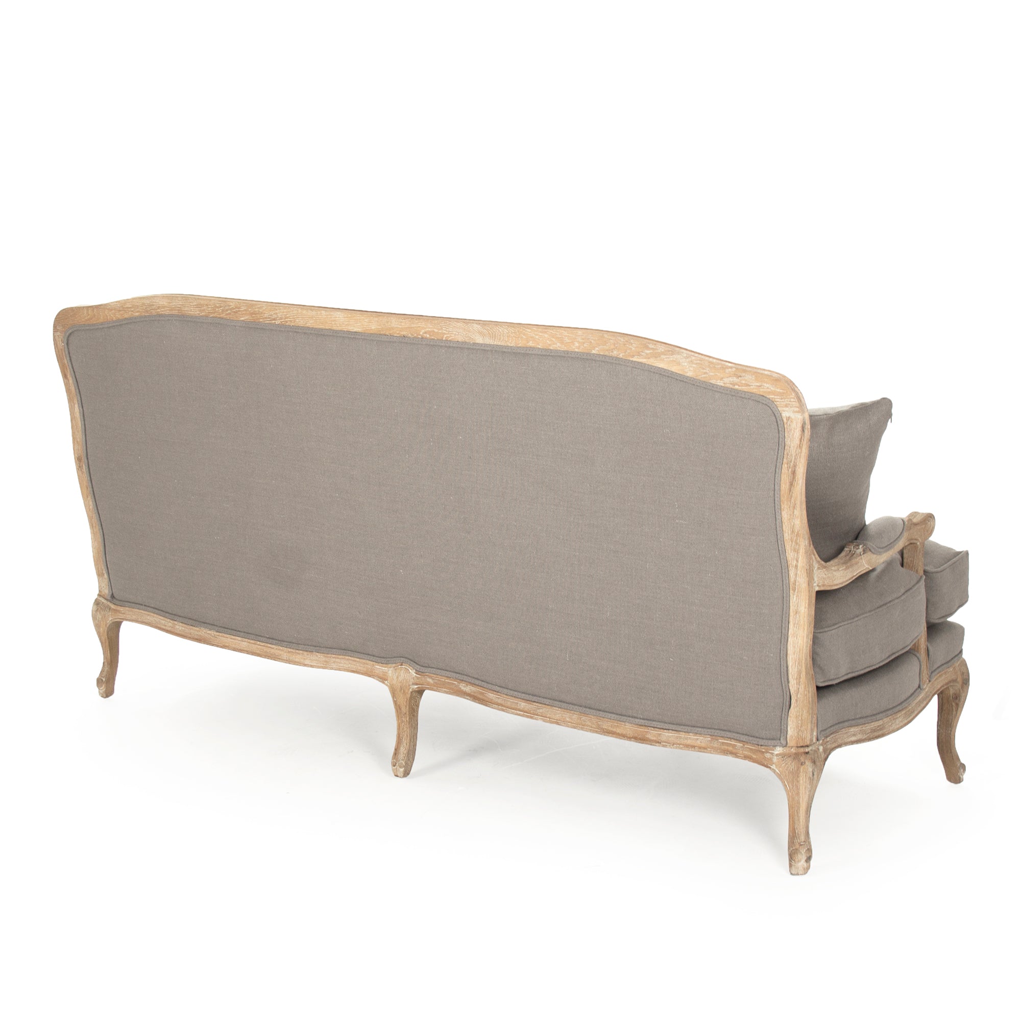 Bastille Sofa in soft grey linen upholstery with limed grey oak frame — classic and modern living room seating