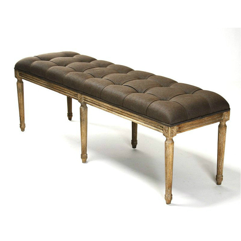 Bench - Louie Tufted Bench, Limed Oak & Aubergine
