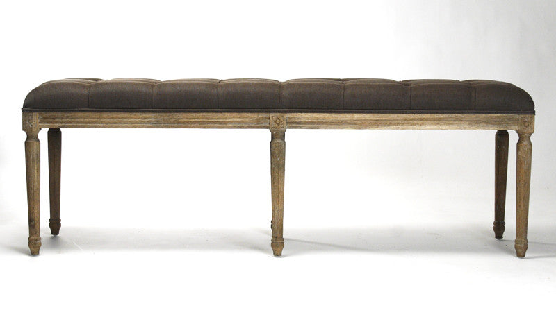 Bench - Louie Tufted Bench, Limed Oak & Aubergine