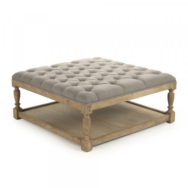 Square Tufted Grey Ottoman