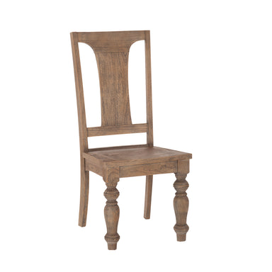 Chatham Downs solid mango wood dining chair with vintage teak finish, handcrafted and moisture-resistant, rustic eco-friendly design
