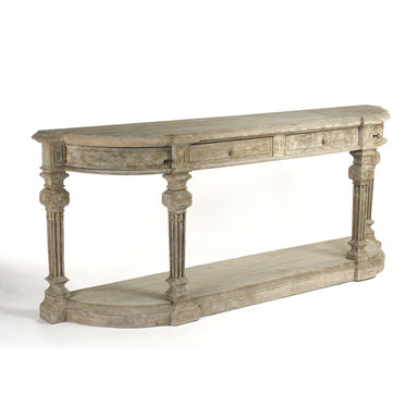 Distressed Elm Rockford Console Table with Iron Hardware
