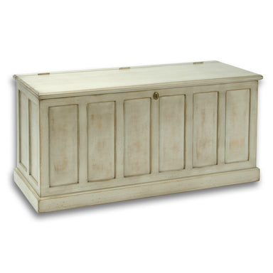 Dover Gray solid wood blanket chest, handcrafted poplar and birch storage bench with rustic cottage style