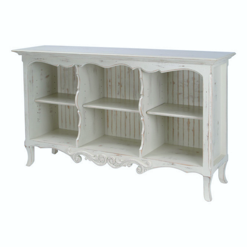 French Country Console - Distressed Pearl White Finish
