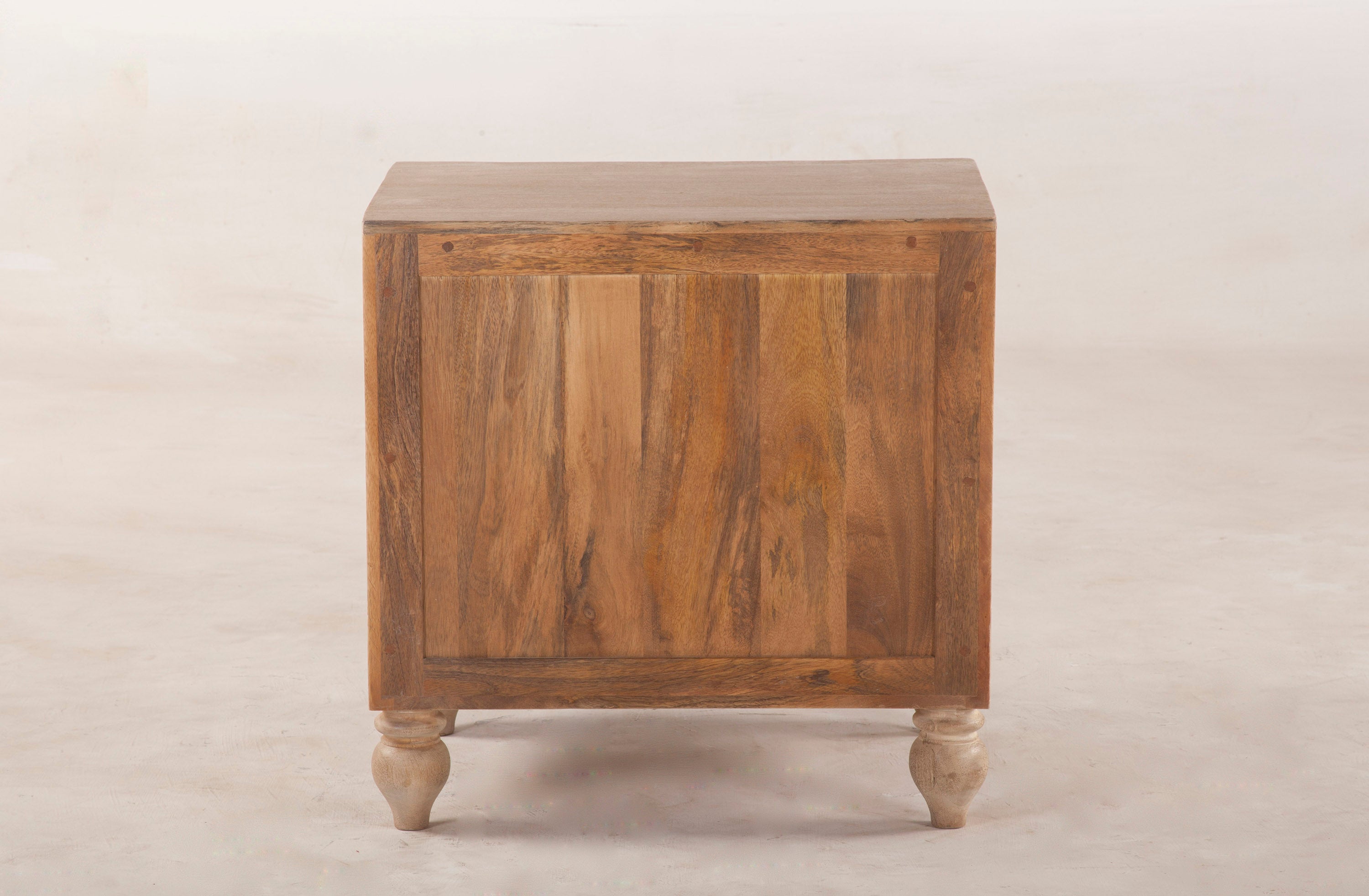 Solid wood night chest with hand-turned legs