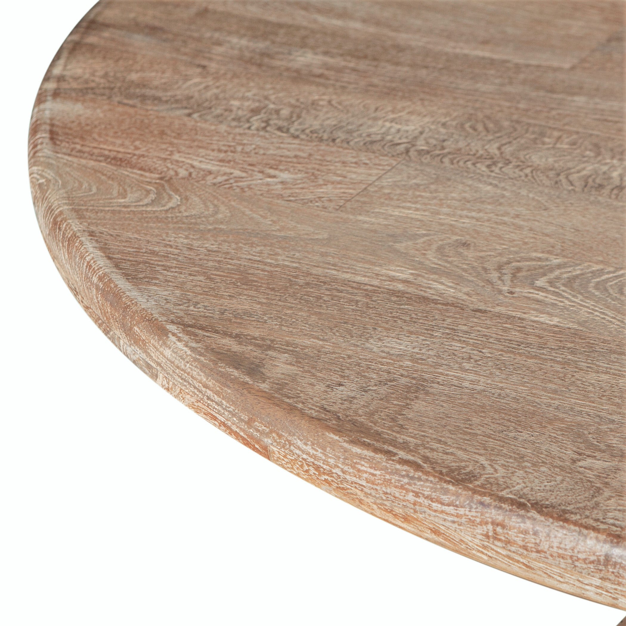 Heirloom-quality mango wood round dining table with distressed markings