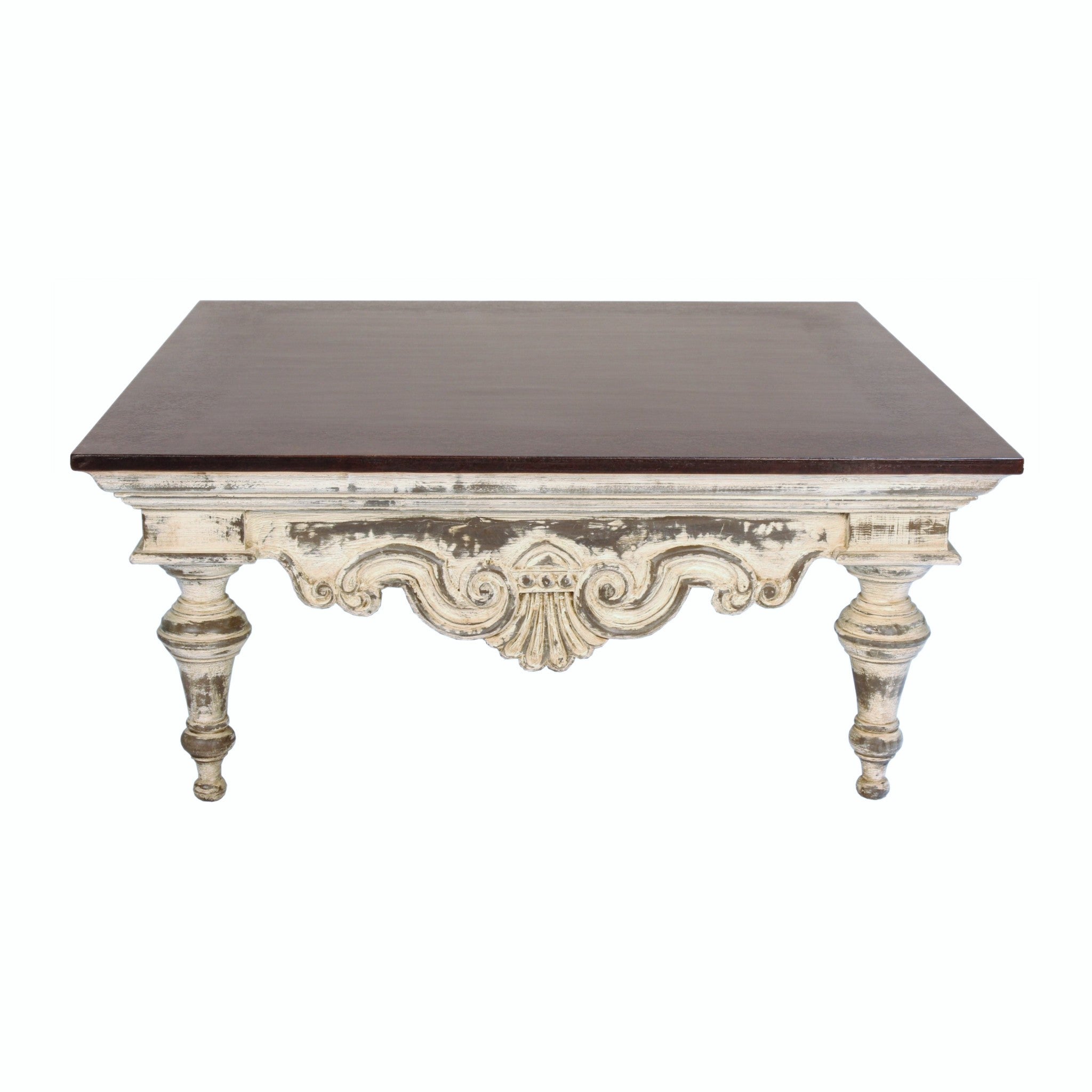 Lemans French Country Cocktail Table with Antique White base and Maple top
