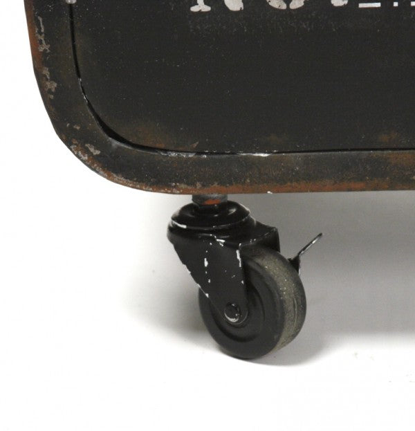 Rustic mobile iron storage cabinet with industrial design