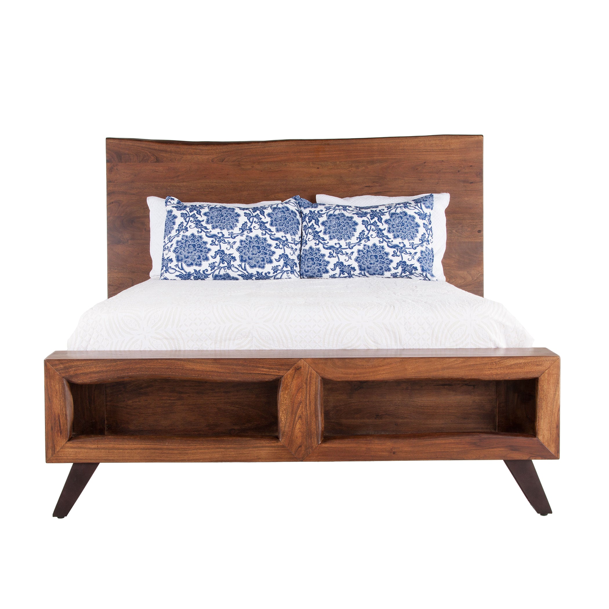 Handcrafted bed frame with unique wood character