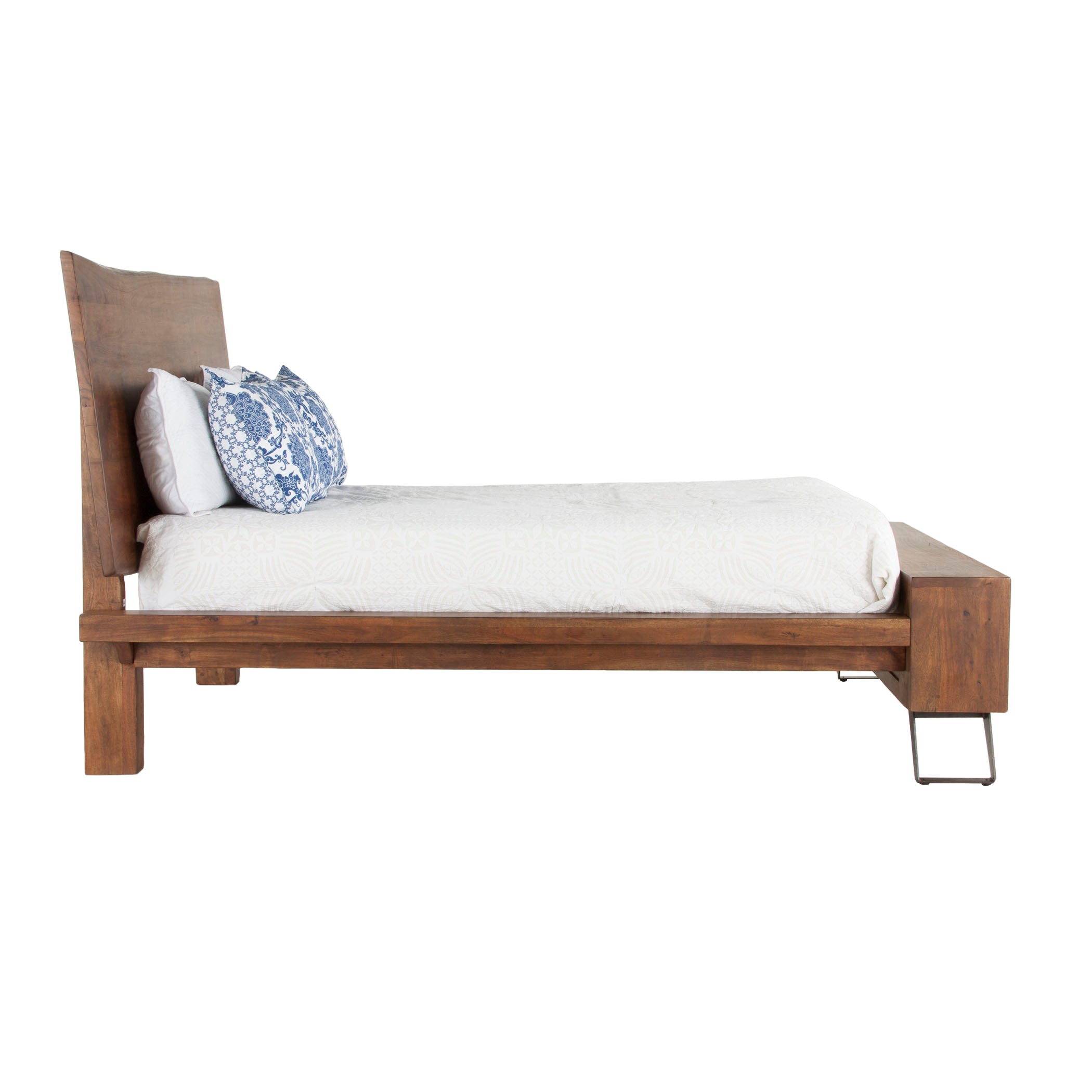 Bed showcasing natural woodgrain with walnut tone