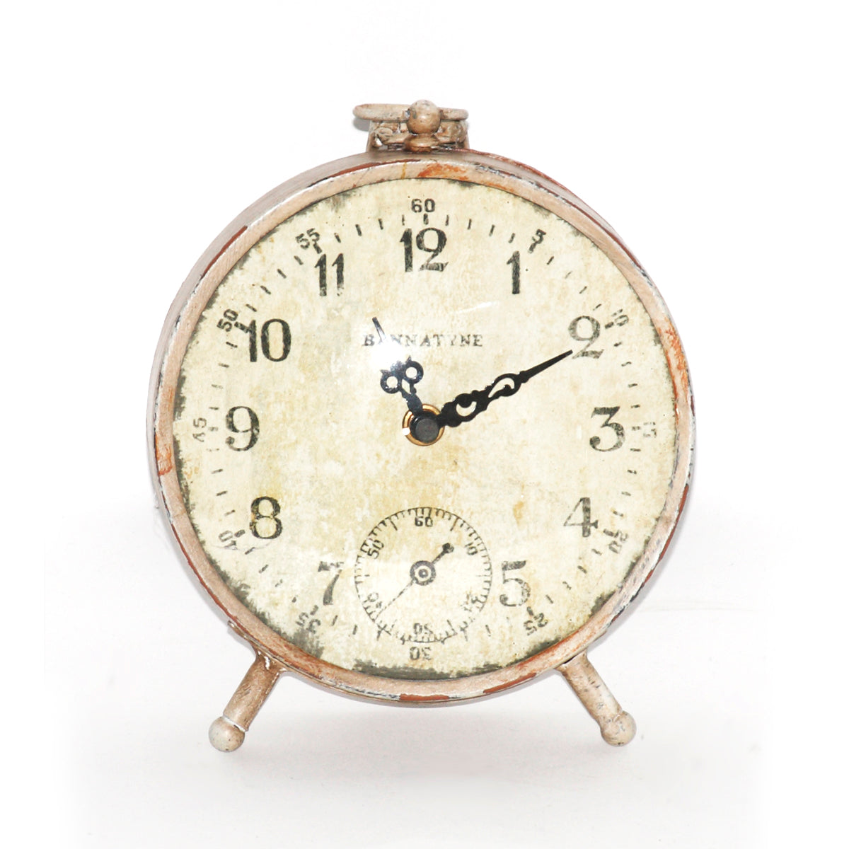 Paris Petit Clock with Antique Beige Finish and Aged Iron Frame
