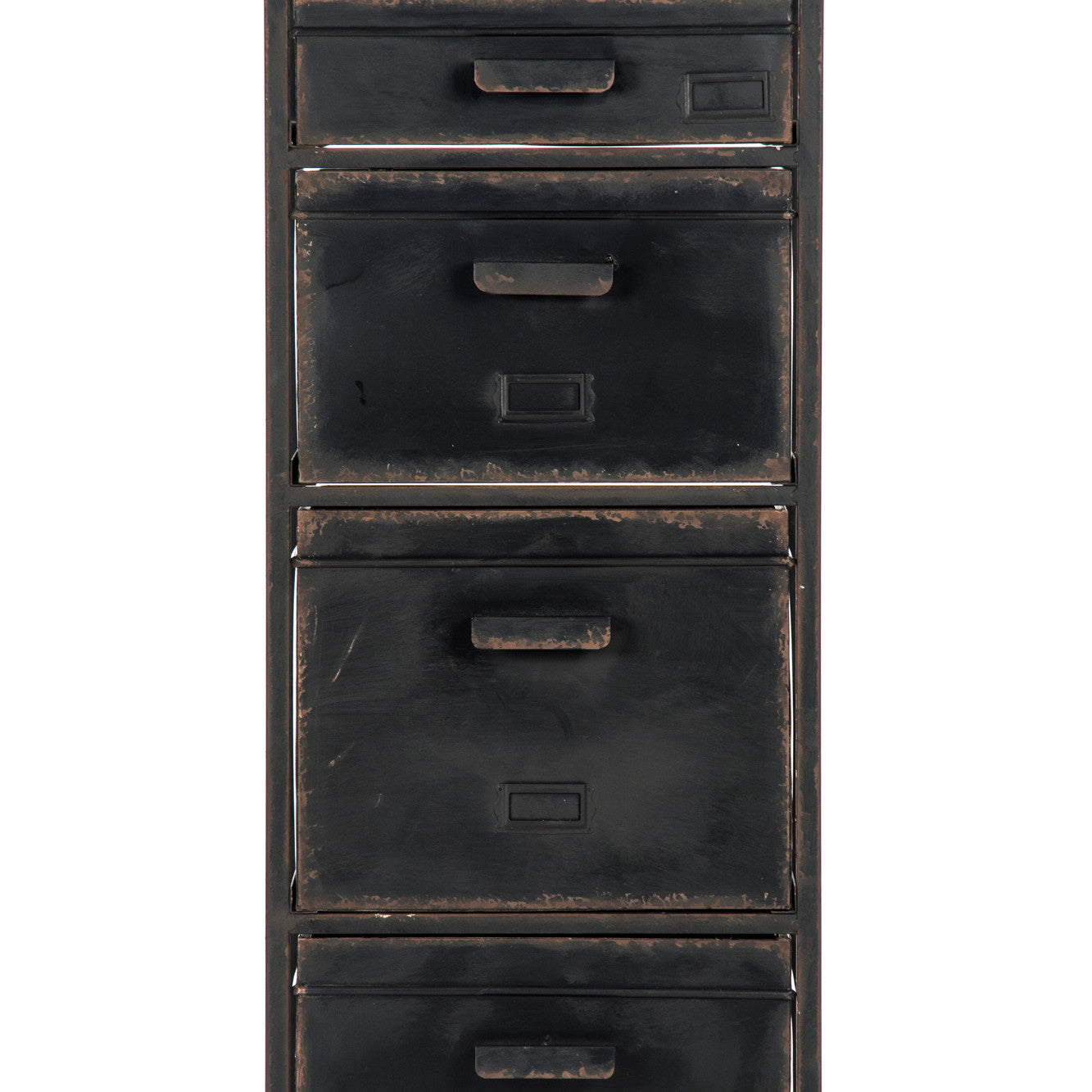 Eclectic metal cabinet with aged design for industrial chic decor