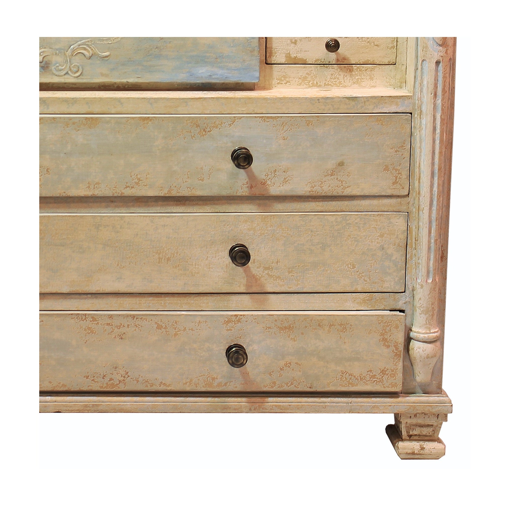 Secretary desk featuring 14 drawers, a small cabinet, and open cubbies for ample storage