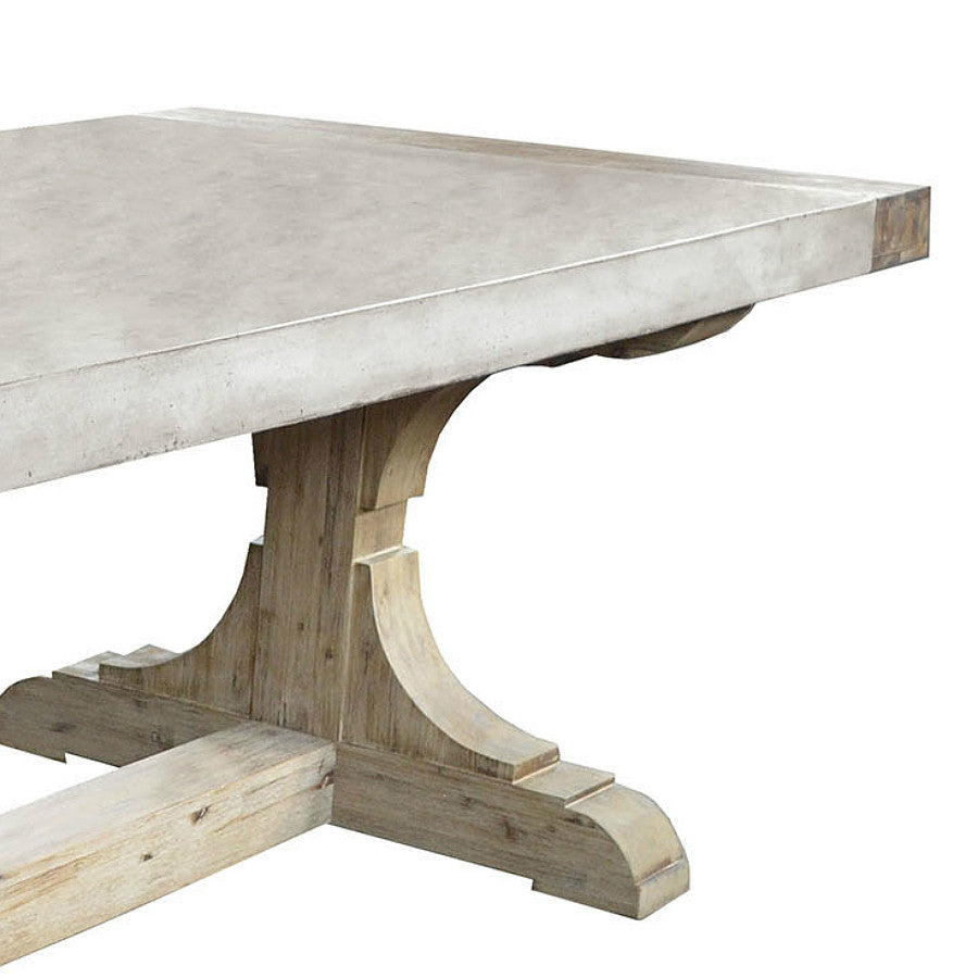 Urban Style Dining Table Featuring Wood, Metal, and Concrete