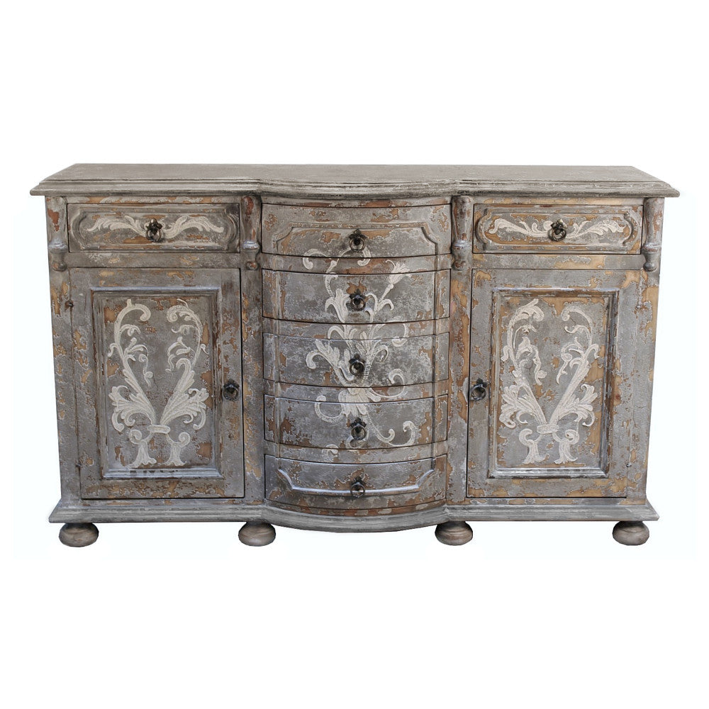 Vintage Barrocan Console Table crafted from Peruvian oak and Chilean pine with ornate detailing
