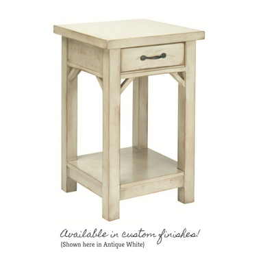 Handcrafted White Cottage End Table with versatile design for beach-style decor