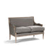 Gray sofa with wooden frame on a white background