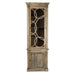 Corinne Cabinet with geometric wooden panel and mirrored glass door in limed grey finish