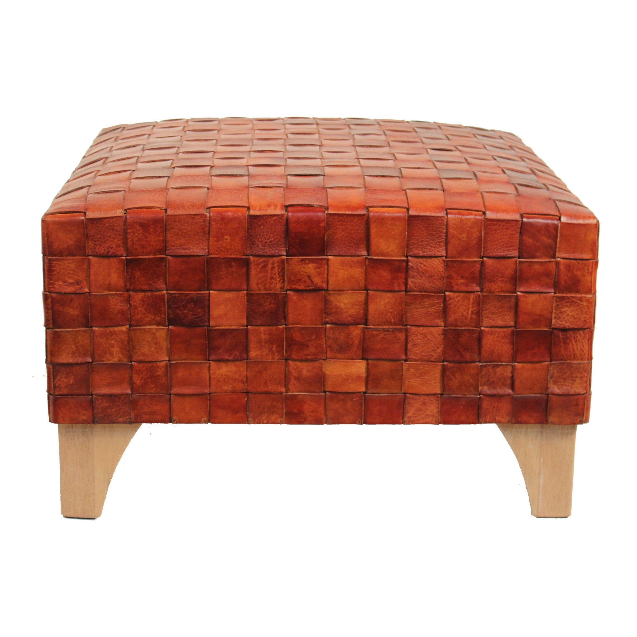 Trenzas Woven Leather Ottoman