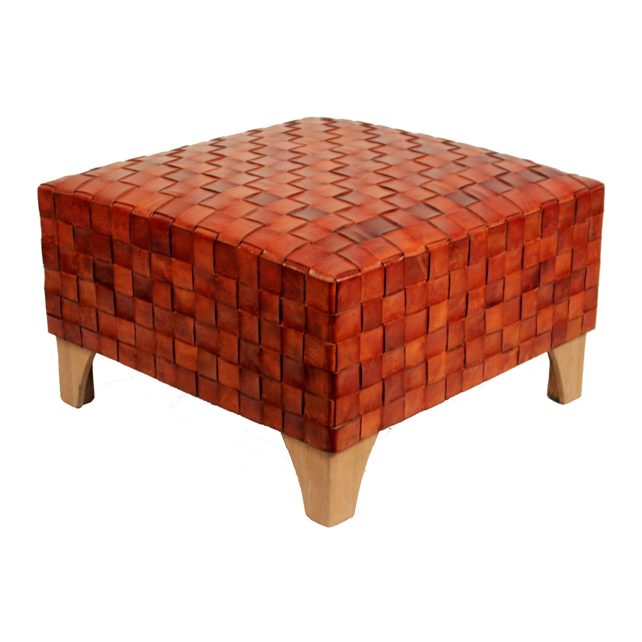 Trenzas Woven Leather Ottoman