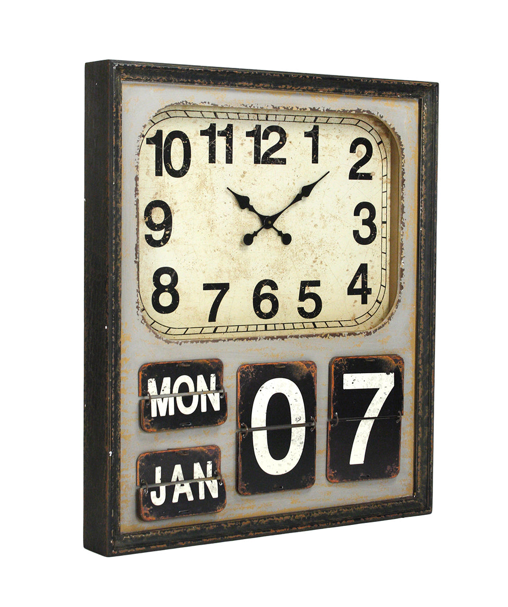 Wooden Calendar Wall Clock