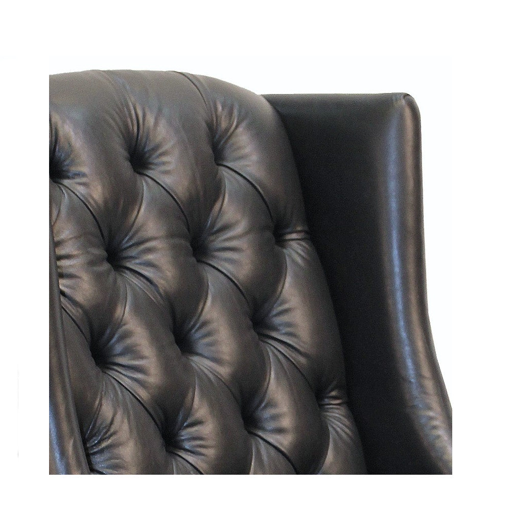 Rodin Oversized Black Leather Wing Chair