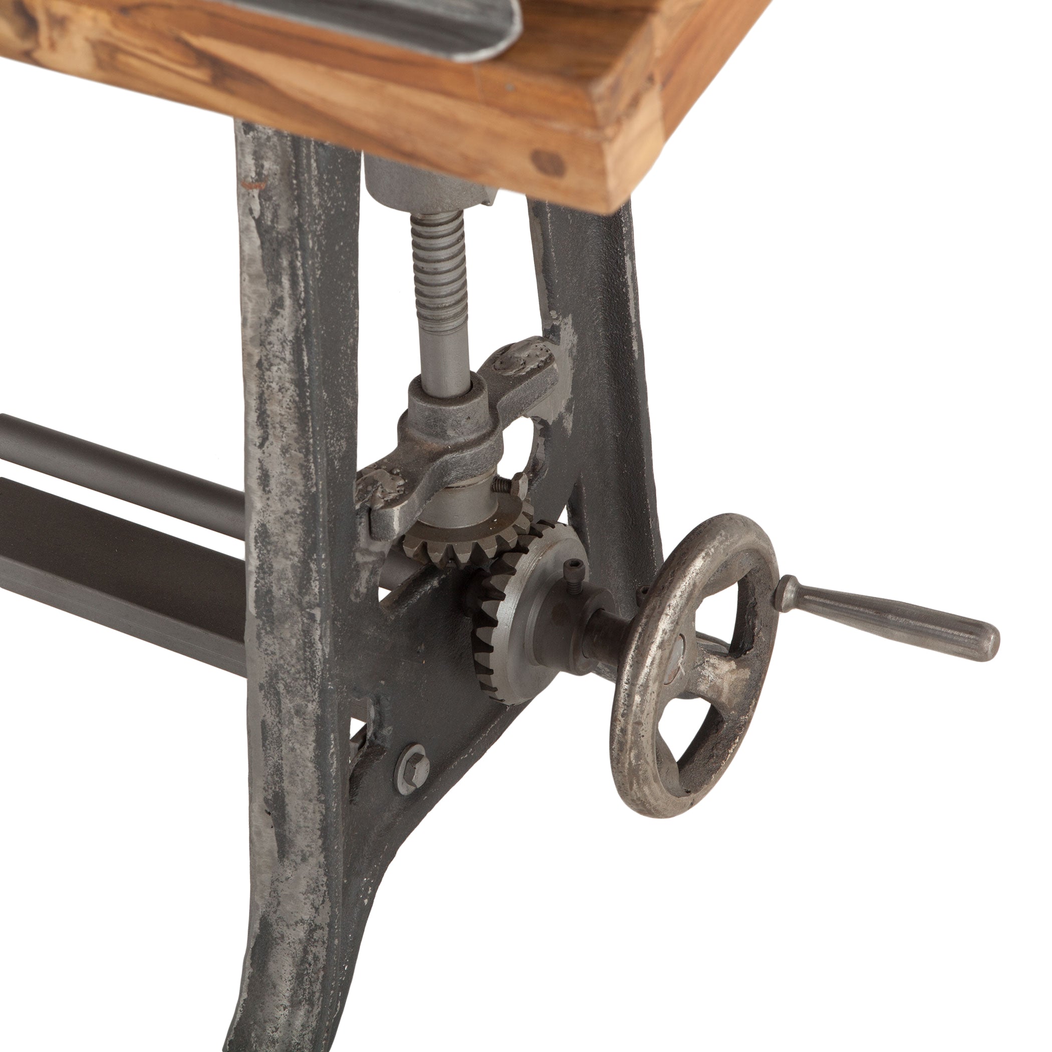 Small Adjustable Oak Drafting Table with Cast Iron Base