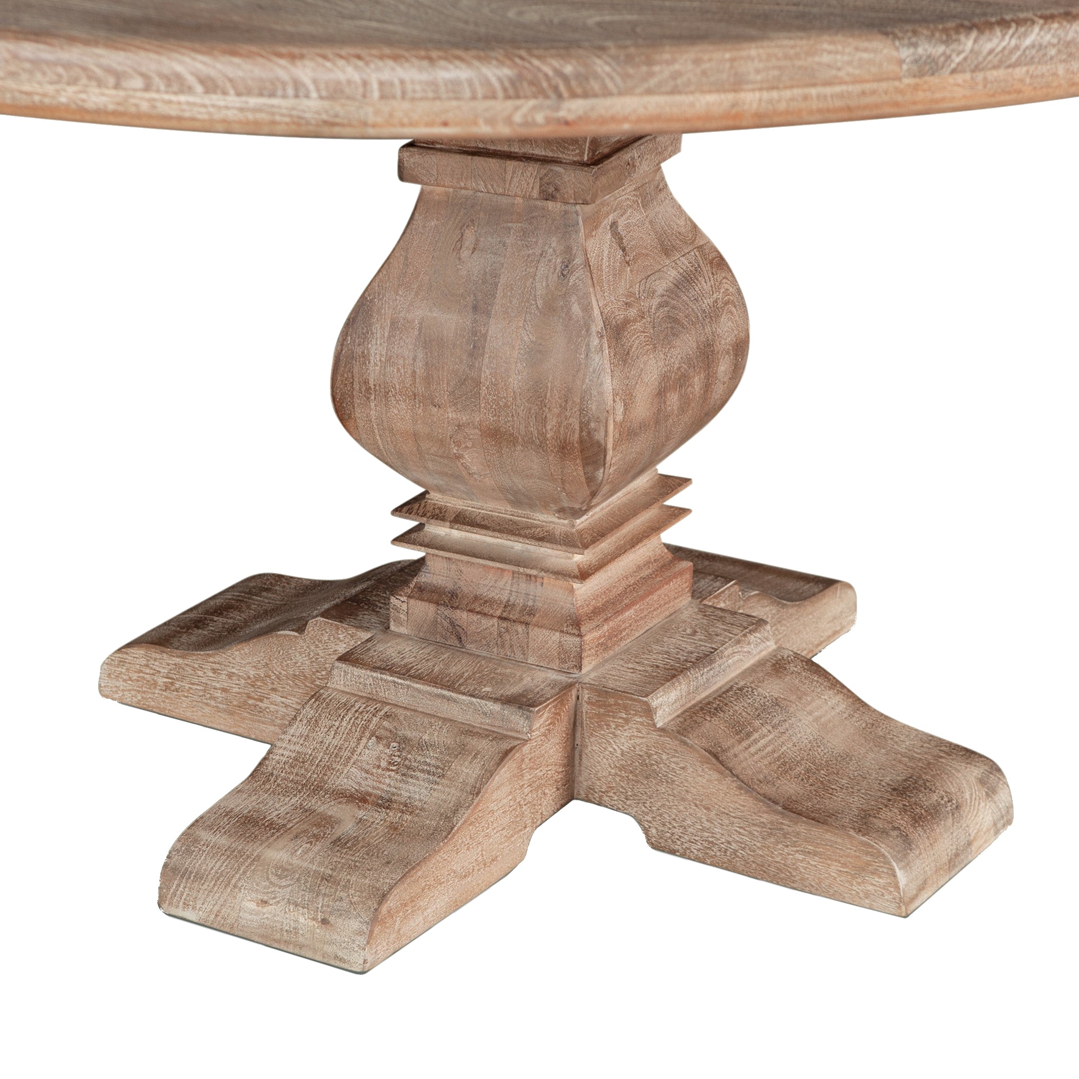 Pengrove Mango Wood Round Dining Table - Pedestal Closeup