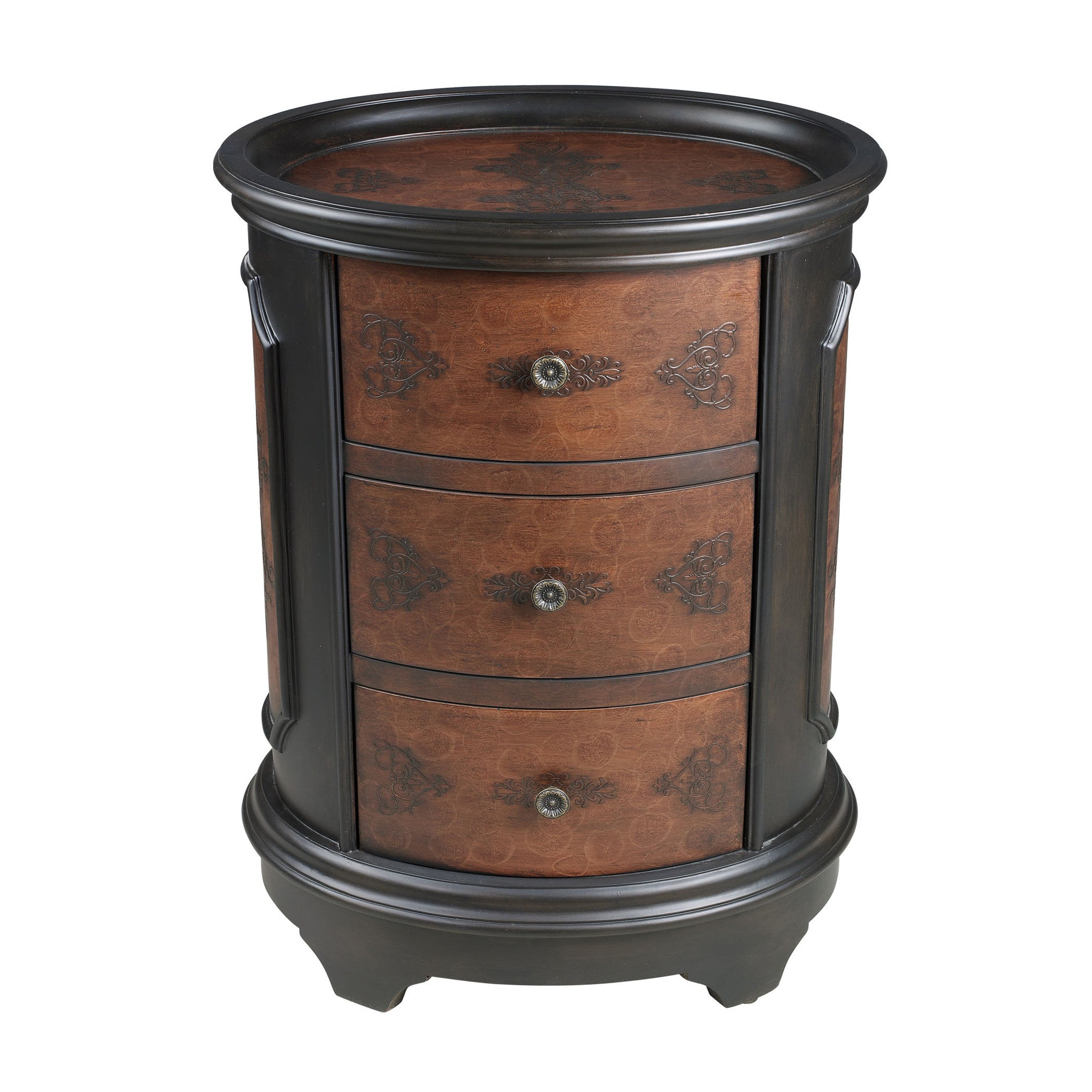Accent Table - Solid Wood 3 Drawer Side Table
