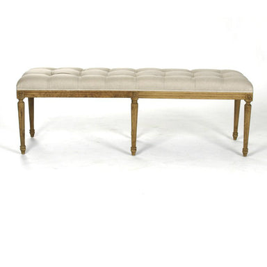 Bench - Louie Tufted Bench, Natural Oak & Linen