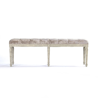 Bench - Louie Tufted Bench, Oak & Antique Rose