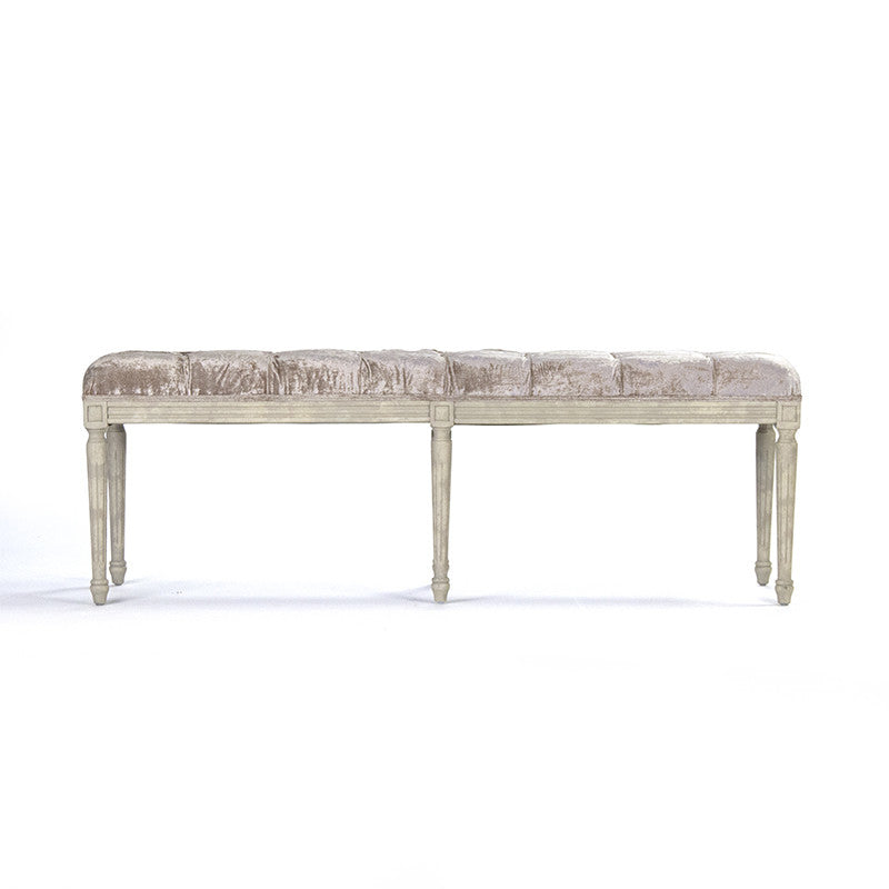 Bench - Louie Tufted Bench, Oak & Antique Rose